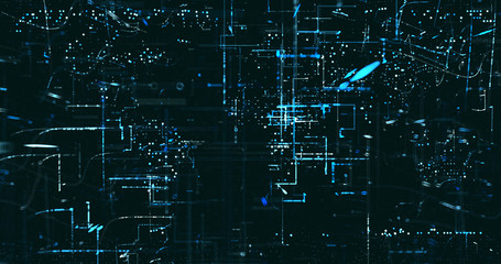 Abstract digital network data background, 3D rendering