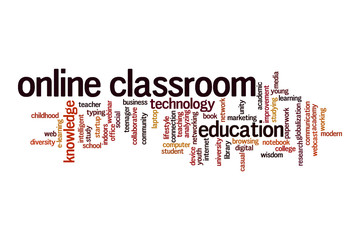 Fototapeta premium Online classaroom word cloud concept