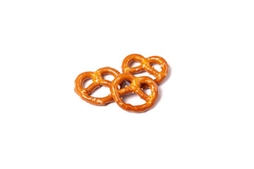 Pretzel with salt isolated on white background