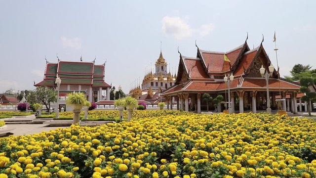 The Buddhist temple is the Loha Prasat in Bangkok. Thailand Bangkok March 2020