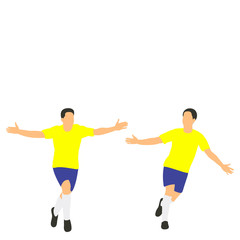 vector, on a white background, in a flat style a soccer player is running, team
