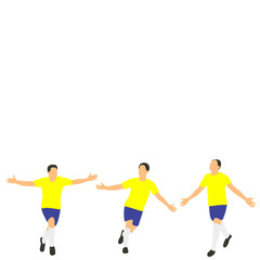 vector, on a white background, in a flat style a soccer player is running, team