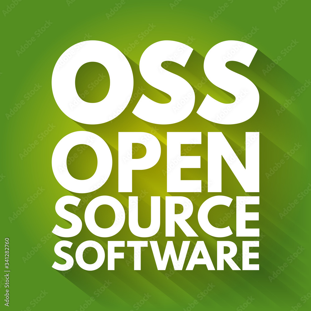 Wall mural oss - open source software acronym, technology concept background