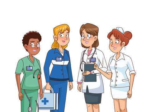 professionals medical staff workers characters