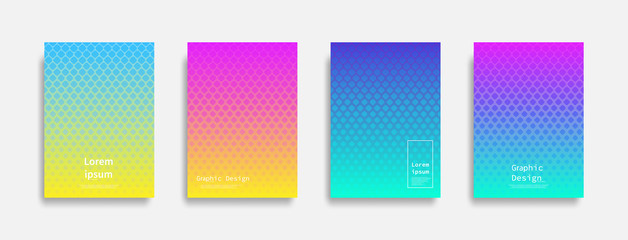 Minimal covers design. Halftone dots colorful design. Future geometric patterns. Eps10 vector.