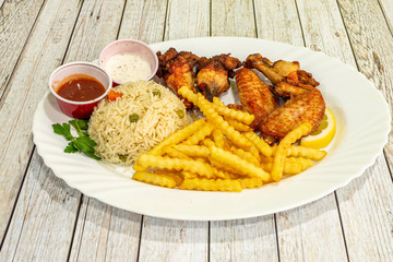 Portion of chicken wings