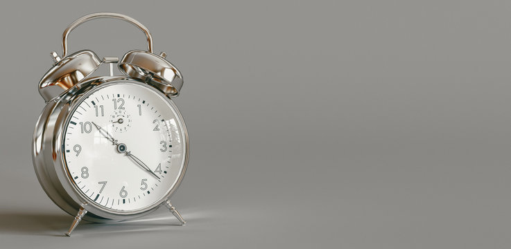 Alarm clock closeup have a good day, background in the morning sunlight. 3d rendering