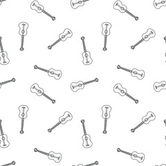 Guitars: simple colorless background, transparent seamless pattern. Vector graphics.
