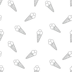 Icecreams: simple colorless wrapping texture, transparent seamless pattern. Vector graphics.