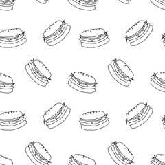 Fat burgers: fast food background, transparent seamless pattern. Vector graphics.