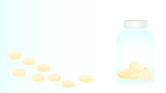 錠剤、薬、タブレット、瓶、背景イメージ、 medicine, tablet, background on pale bule color