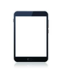 Realistic Electronic Devices on White Background. Tablet and Smartphone with Empty Screen. Isolated Vector Elements