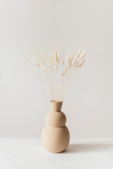 Dried Bunny Tail grass in abrown vase