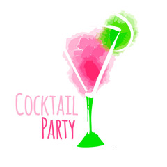 Cosmopolitan cocktail glasses isolated on white , a cocktail party symbol vector illustration