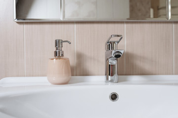 Washroom with liquid soap for prevention against virus