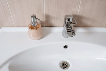 Washroom with liquid soap for prevention against virus