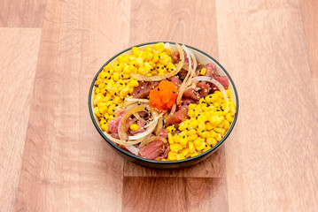 Poke bowl of fresh fish and vegetables