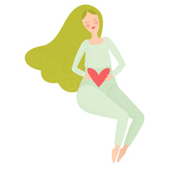 Illustration of lovely girl with green hair