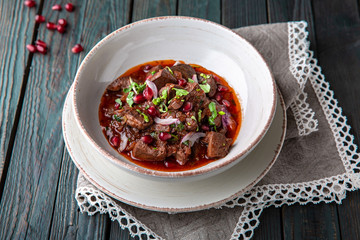 Kuchmachi from chicken giblets. The national Georgian dish.