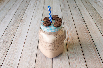 Chocolate milkshake with cookies