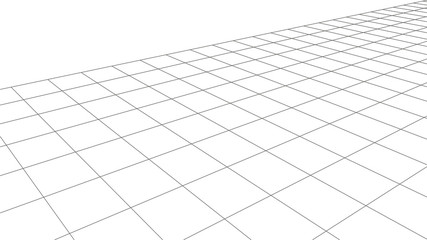 Vector perspective mesh. Detailed grid lines on white background.