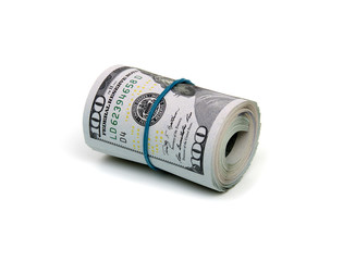 roll dollars isolated on the white