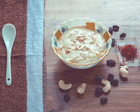 Image Of Shahi Kheer Bowl. Healthy Dry Fruit Sheer Kurma.