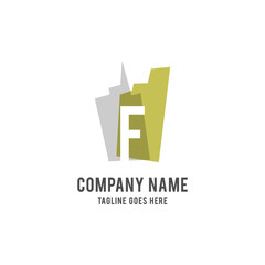 F Letter building logo vector design template