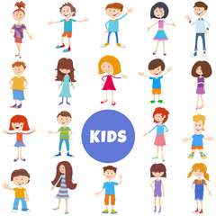 Fototapeta premium cartoon children and teens characters set