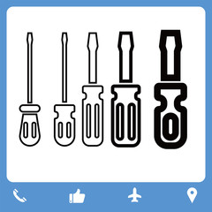 Screwdrivers Icons. Professional, Pixel-aligned, Pixel Perfect, Editable Stroke, Easy Scalablility.