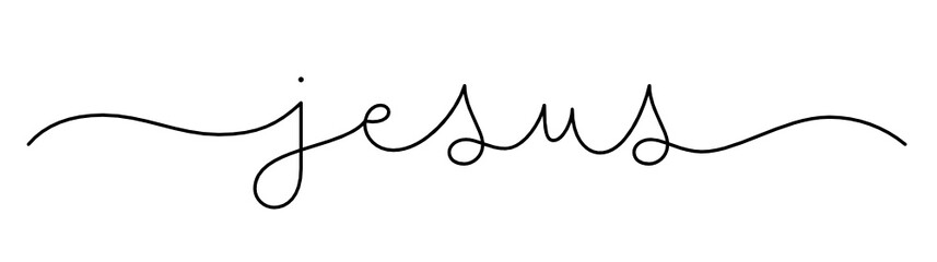 JESUS black vector monoline calligraphy banner with swashes