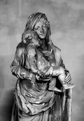 Sculptures on religious themes, artfully carved from stone many years ago.