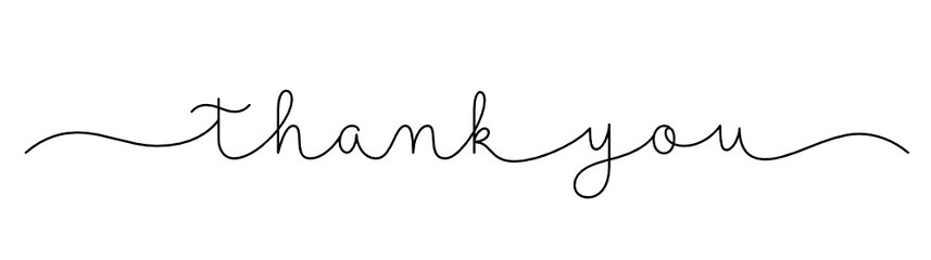 THANK YOU black vector monoline calligraphy banner with swashes