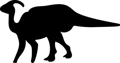 Simple Black Cartoon Drawing of a Dinosaur Parasaurolophus