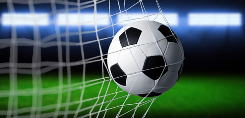 Soccer ball  goal concept on stadium