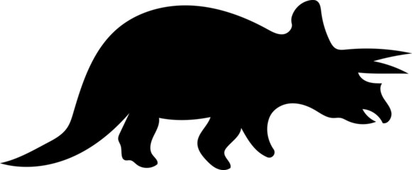 Simple Black Cartoon Drawing of a Dinosaur Triceratops
