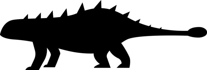 Simple Black Cartoon Drawing of a Dinosaur Ankylosaurus