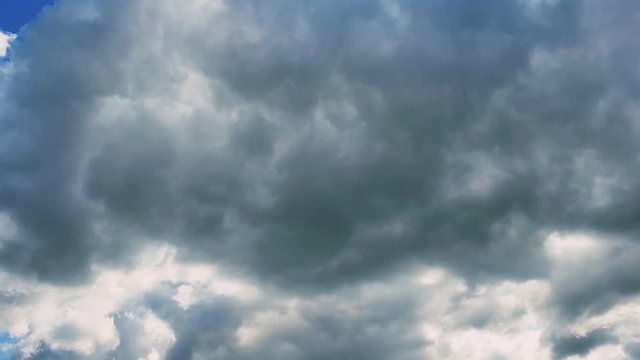 Time lapse of rain clouds on the blue sky