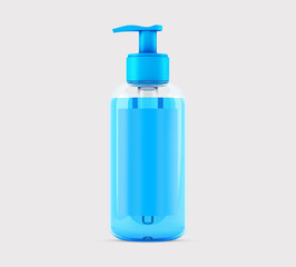 Blue isolated bottle Gel hand cleaner
