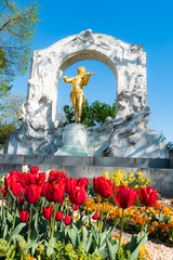 Johann Strauss monument in the Vienna city park.