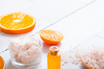 orange spa on white wooden
