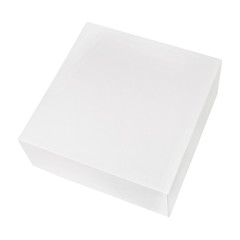 Blank white cardboard box isolated on white background. White square box mockup isolated on white background
