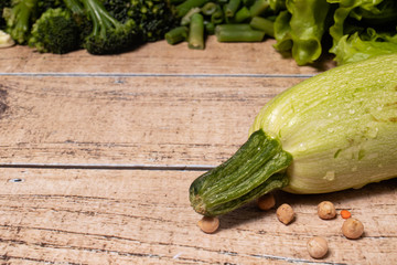Green zucchini. Products for the keto diet, gluten-free diet and proper nutrition for weight loss.