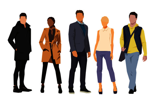 Business people. Group of business men and women, isolated flat design illustrations