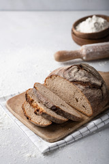 homemade yeastless bread on a light background