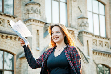 student girl near the university building