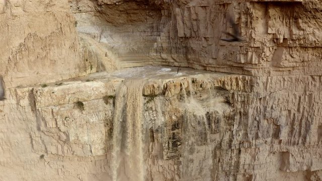 Flash Flood in the desert Waterfall- Aerial Footage
Swifts flying around waterfall ,Wadi Hever, Drone shot,  Judea Desert, Israel

