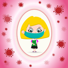 Pupil girl with virus protection wallpaper