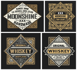 Set of 4 vintage labels. Vector layered