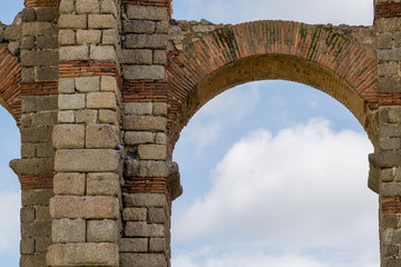 Details of the Roman Aqueduct, called Los Milagros, in Mérida. Estremadura. Spain
